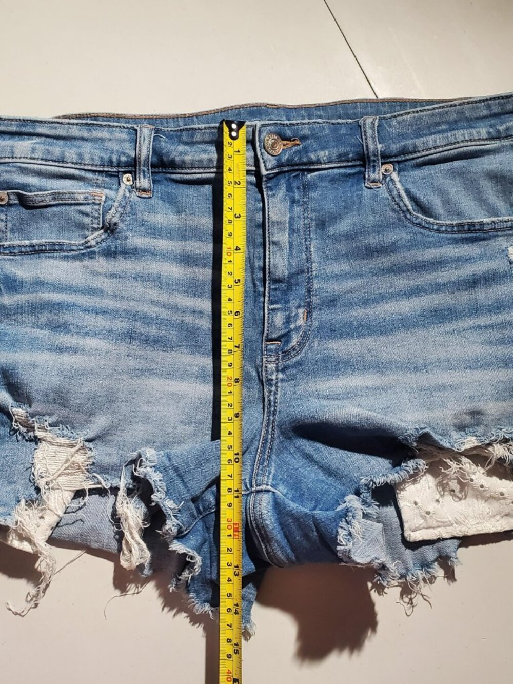American Eagle High-Rise Shortie Festival Denim Shorts Sz 16 - Picture 9 of 16
